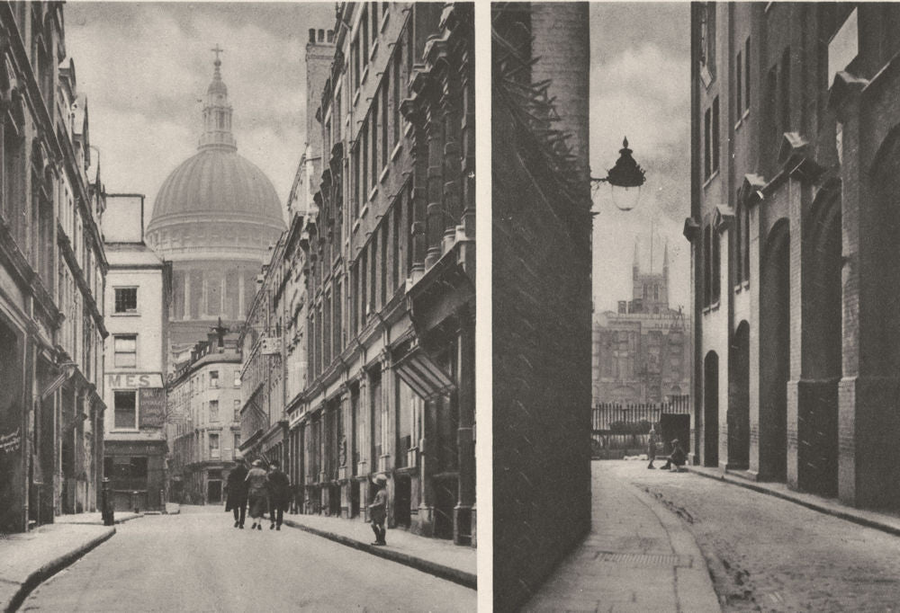 LONDON CATHEDRALS. St. Paul's from Watling St. Southwark from riverside 1926